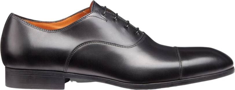 Santoni Stijlvolle leren Oxford veterschoenen Black Heren