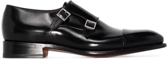 Santoni Stijlvolle Leren Schoenen met Suède Zool Black Heren