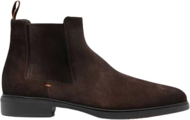 Santoni Suède Chelsea Laarzen Ronde Neus Stijl Brown Heren