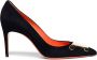 Santoni Suede High-Heel Court Handgemaakte Silhouet met Metalen Decoratie Zwart Dames - Thumbnail 1