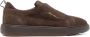 Santoni Suede Laceless Sneakers Brown Heren - Thumbnail 1