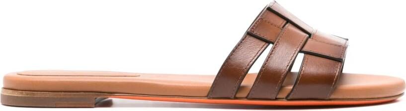 Santoni Suède Leren Slides Brown Dames