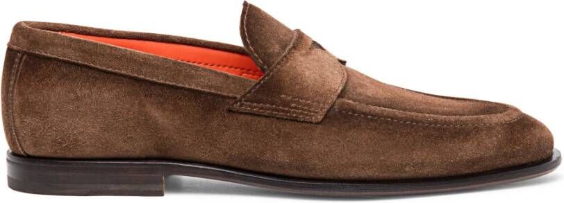 Santoni Suède Loafer voor Heren Brown Heren