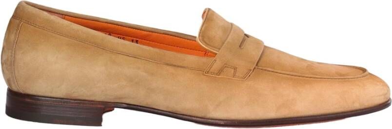 Santoni Suède Loafers Beige Heren