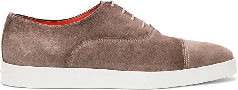 Santoni Suede Oxford Derby Schoen Brown Heren