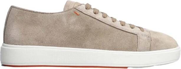 Santoni Suede Sneakers Beige Heren