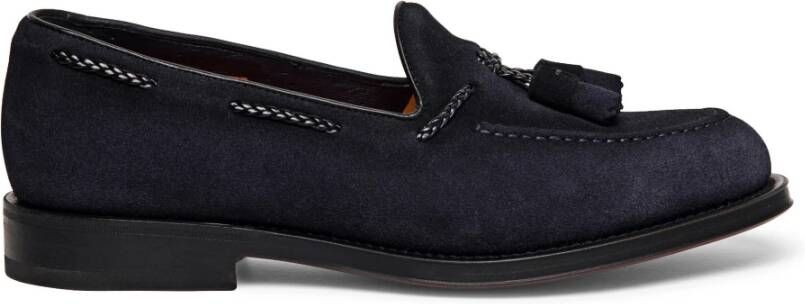 Santoni Suede Tassel Loafer Blue Heren