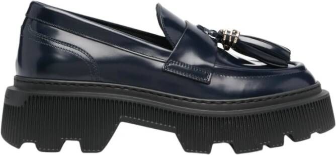 Santoni Tassel Leren Loafers Black Dames