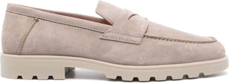 Santoni Taupe Bruin Suède Loafers Amandel Teen Brown Heren