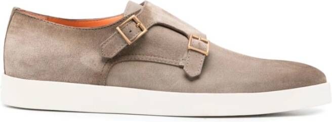 Santoni Taupe Suede Casual Schoenen Beige Heren