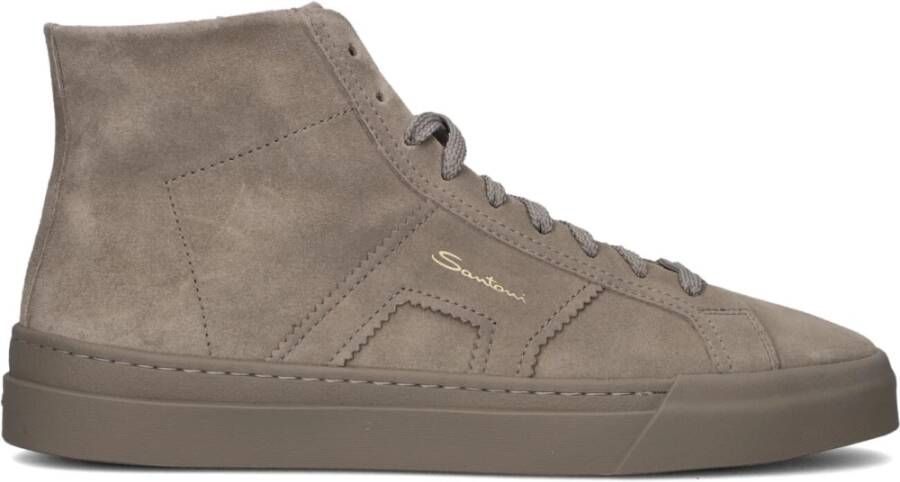 SANTONI Hoge Sneakers Heren Sue Mid Rits Sneaker Maat: 45 5 Materiaal: Suède Kleur: Taupe