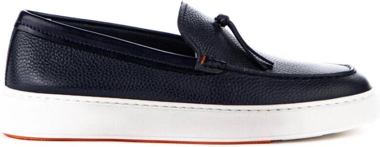 Santoni Ultra-licht Leren Mocassin Loafers Blue Heren