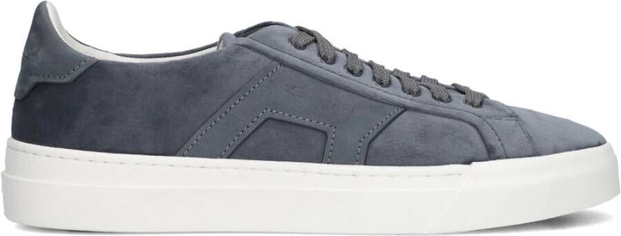 SANTONI Lage Sneakers Heren Velvet Sneaker Maat: 41 5 Materiaal: Velvet Kleur: Blauw