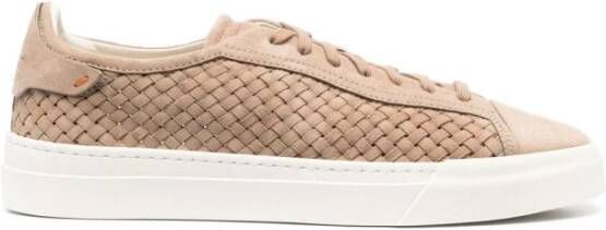 Santoni Verhoog je stijl met beige lage sneakers Beige Heren