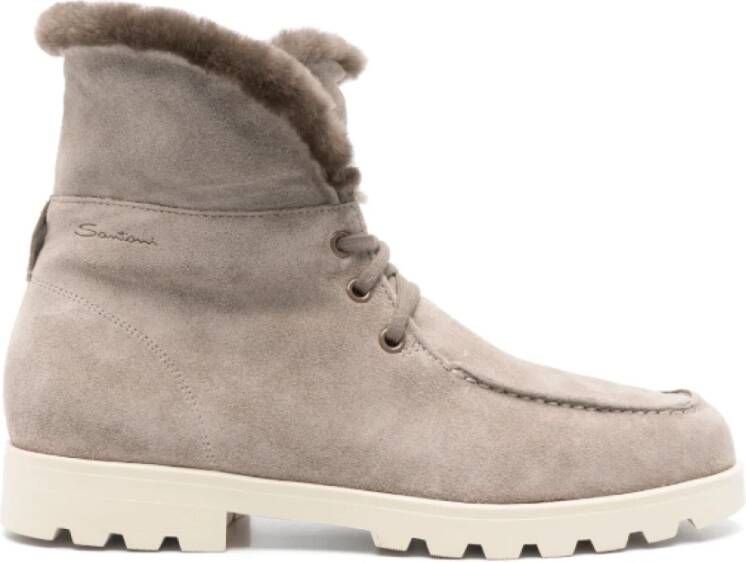 Santoni Wandelschoenen met shearling in taupe grijs Beige Dames