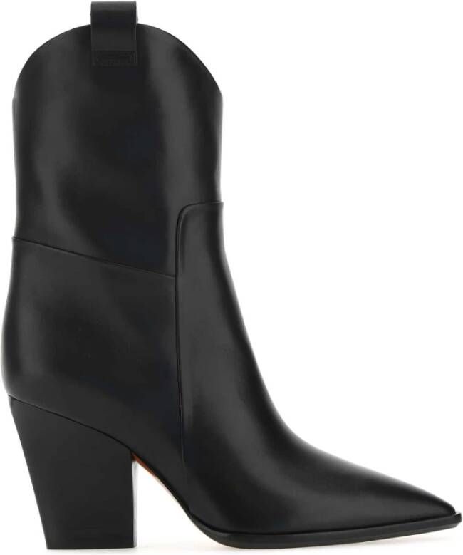 Santoni Zwarte Laarzen Leer Bestel Een Maat Kleiner Black Dames