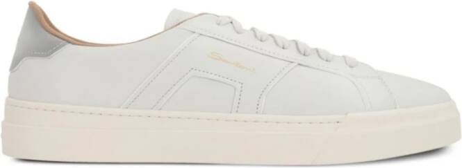 Santoni Witte lage sneakers met dubbele gesp White Heren