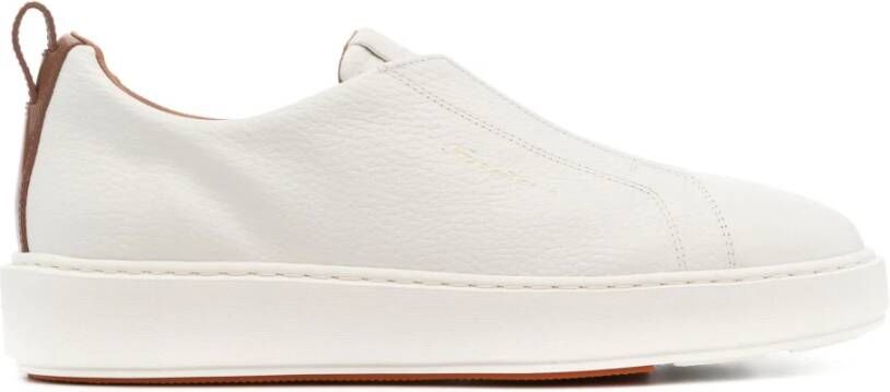 Santoni Witte Leren Casual Loafers White Dames