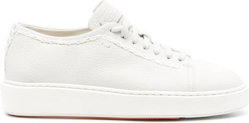 Santoni Witte Leren Casual Sneakers White Dames