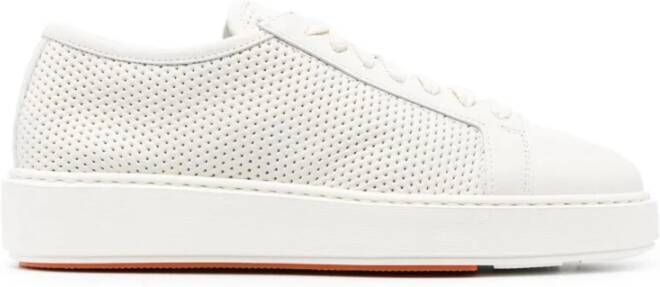 Santoni Witte Leren Casual Sneakers White Dames