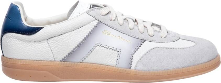 SANTONI Lage Sneakers Heren Dbs Olympic Maat: 10 Materiaal: Suède Kleur: Wit