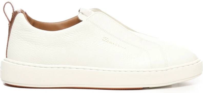 Santoni Witte leren instap sneakers White Heren