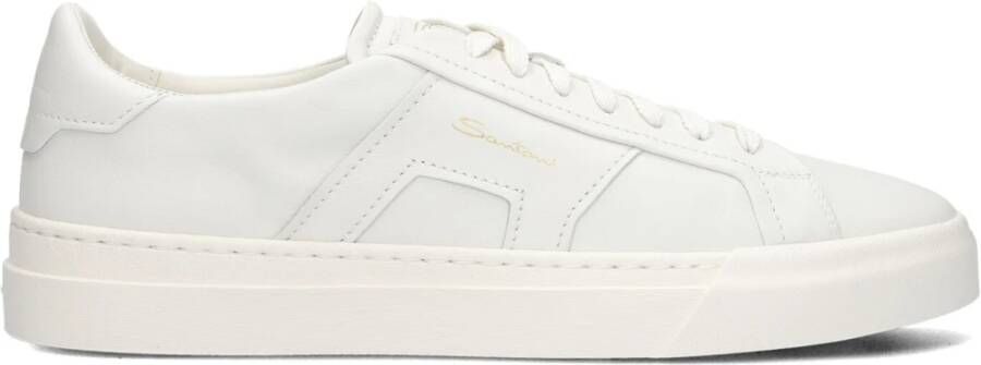 Santoni Witte Leren Lage Sneakers White Heren