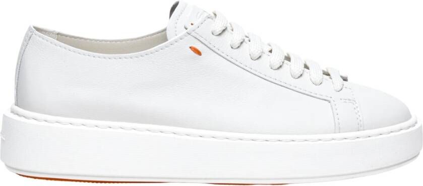 Santoni Witte Leren Sneakers met Voorsluiting White Dames