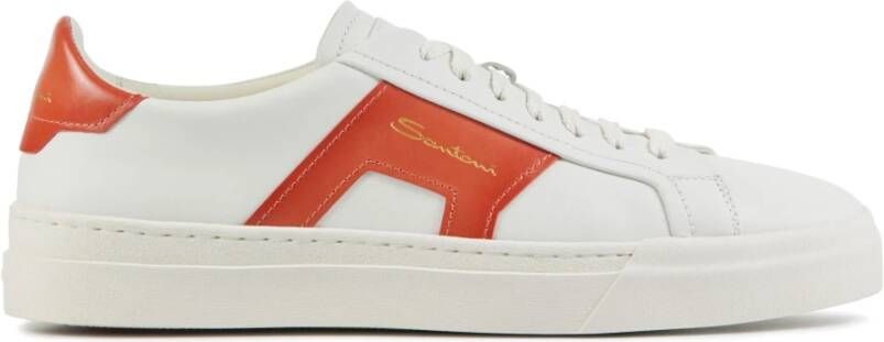 Santoni Lage sneakers met dubbele gesp White Heren