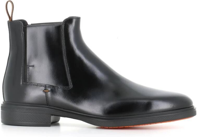 Santoni Zwarte Chelsea Leren Enkellaarzen Black Heren