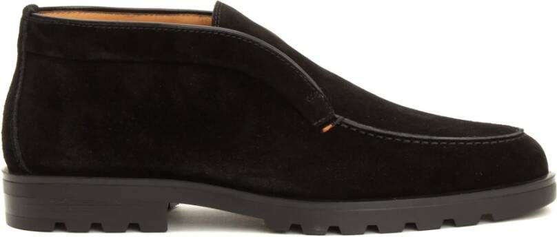 Santoni Zwarte Instap Stijlvolle Schoenen Black Heren