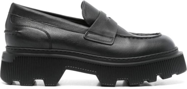 Santoni Zwarte Kalverenleren Loafers Black Dames