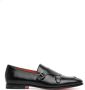 Santoni Zwarte Leren Loafers met erstelbare Gespsluiting Black Heren - Thumbnail 2