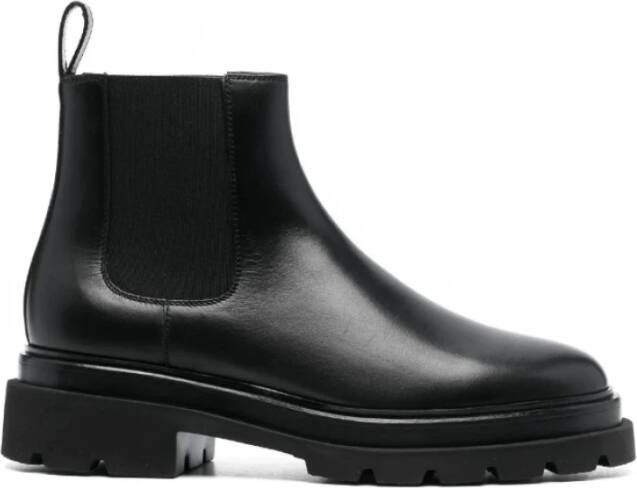 Santoni Zwarte Leren Instaplaarzen Black Dames