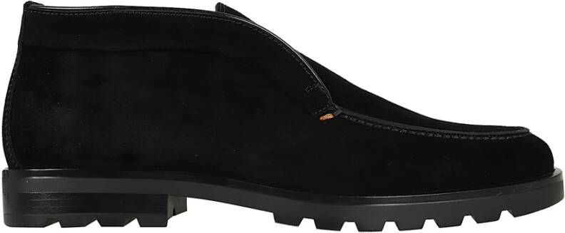 Santoni Zwarte leren jas Aw24 Black Heren