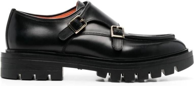 Santoni Zwarte Leren Monnik Schoenen Black Dames