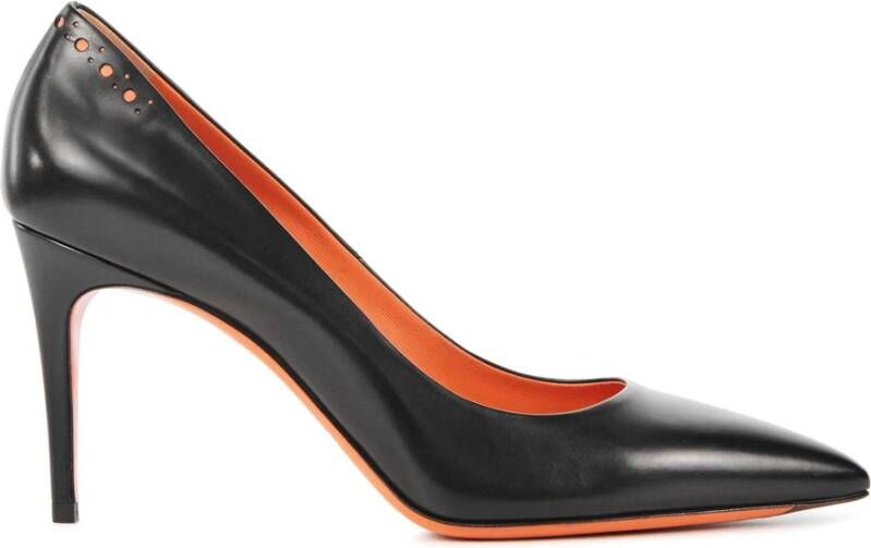 Santoni Zwarte Leren Pumps Black Dames