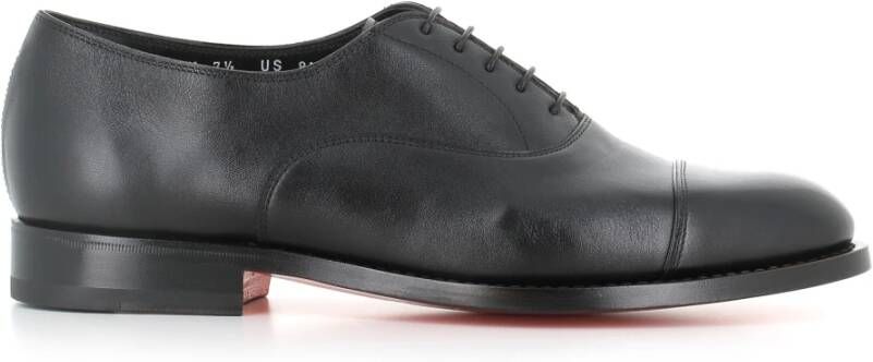 Santoni Zwarte Oxford Leren Schoenen Ambachtelijk Goodyear Black Heren