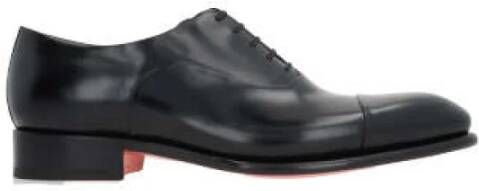 Santoni Zwarte Oxford Leren Schoenen Black Heren