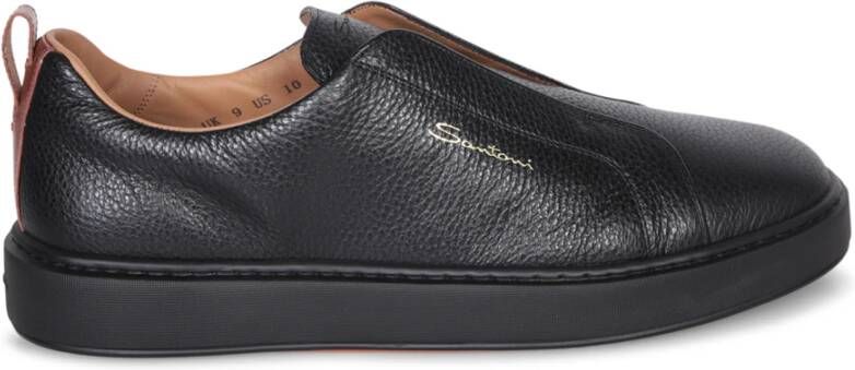 Santoni Zwarte Sneakers voor Mannen Black Heren