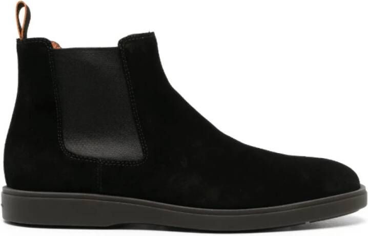 Santoni Zwarte Suède Ronde Neus Laarzen Black Heren