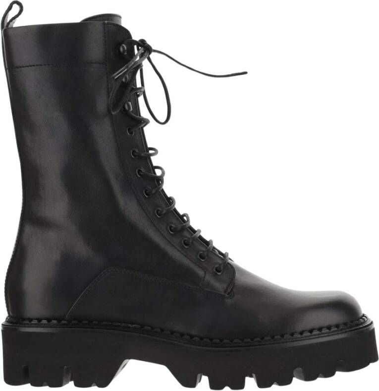 Sartore Zwarte Leren Veterschoenen Black Dames