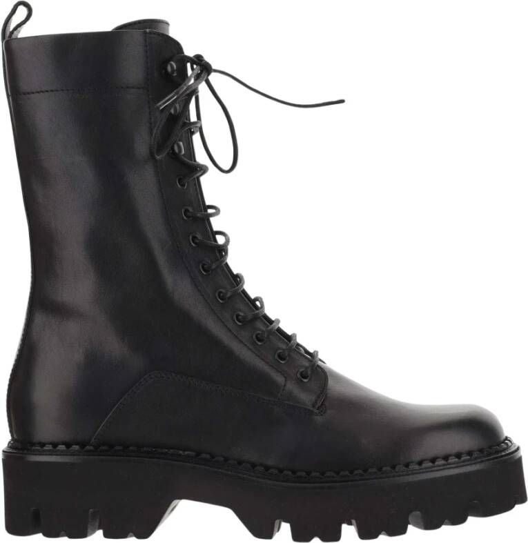 Sartore Zwarte Leren Veterschoenen Black Dames