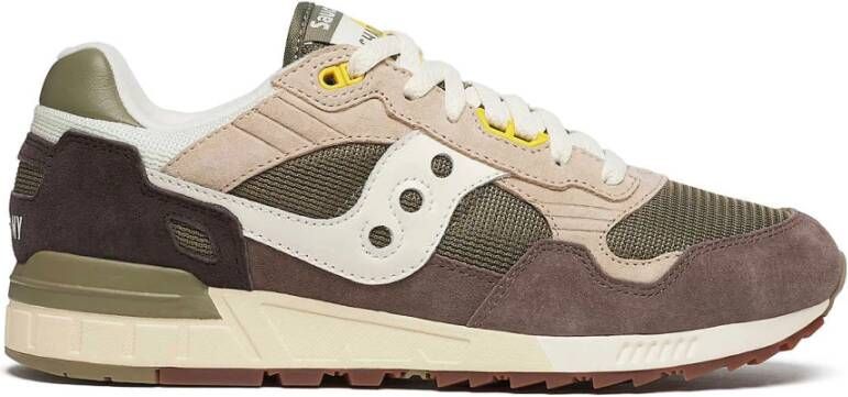 Saucony Groene Mesh Sneakers met Suède Detail Multicolor Heren