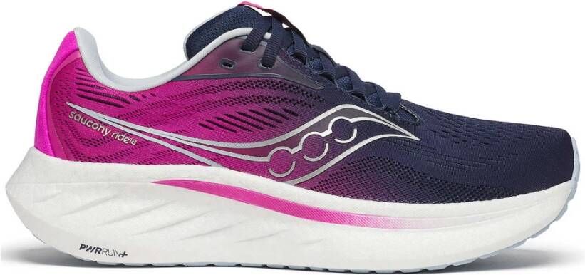 Saucony Navy Fuchsia Ride 18 Hardloopschoenen Multicolor Dames