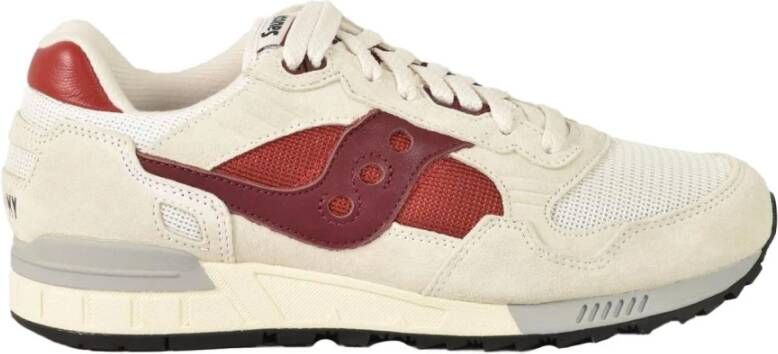 Saucony Sportieve Sneakers Leer Polyester Rubberen Zool Beige Heren