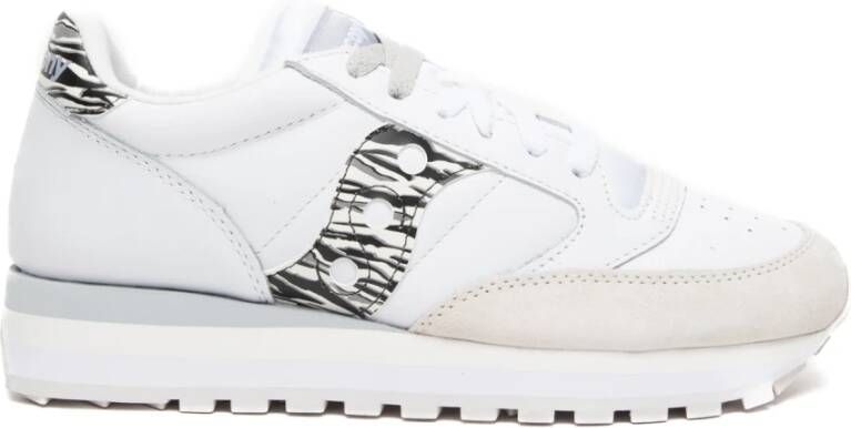 Saucony Witte leren sneakers met traditionele vetersluiting White Dames