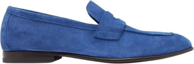 Scarosso Blauwe Suède Penny Loafers Blue Heren