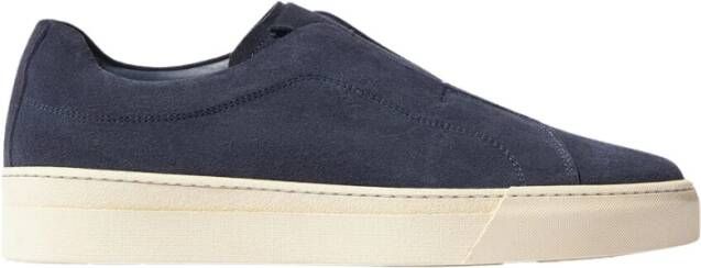 Scarosso Blauwe Suède Slip-On Sneakers Blue Heren