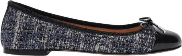 Scarosso Blauwe Tweed Ballet Flats met Veters Blue Dames